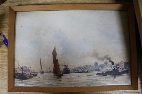 Herbert Touzech Ahier, Shipping scenes Largest 27 x 37cm